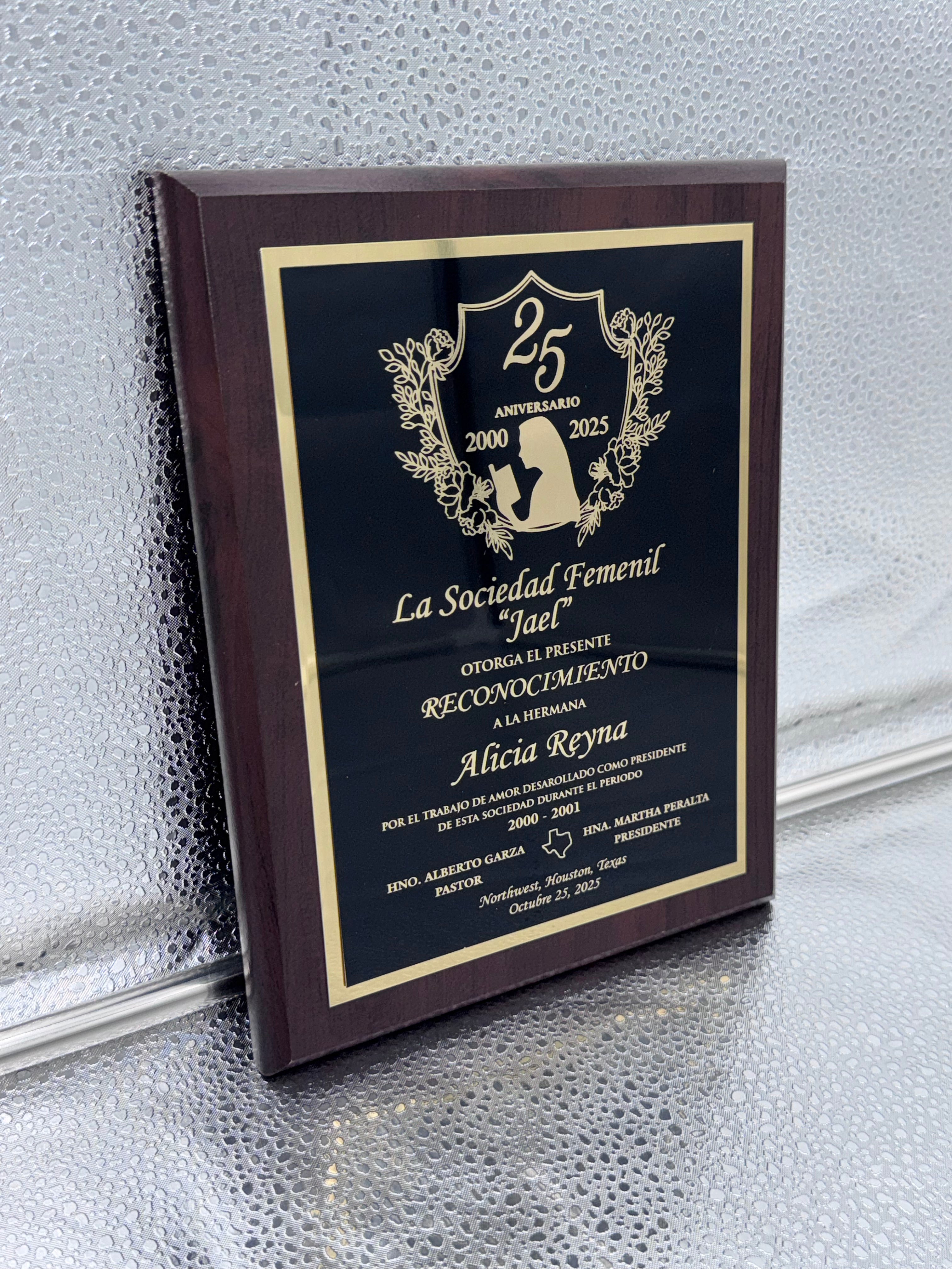 Cherry-Finish Plaque with Double Plate