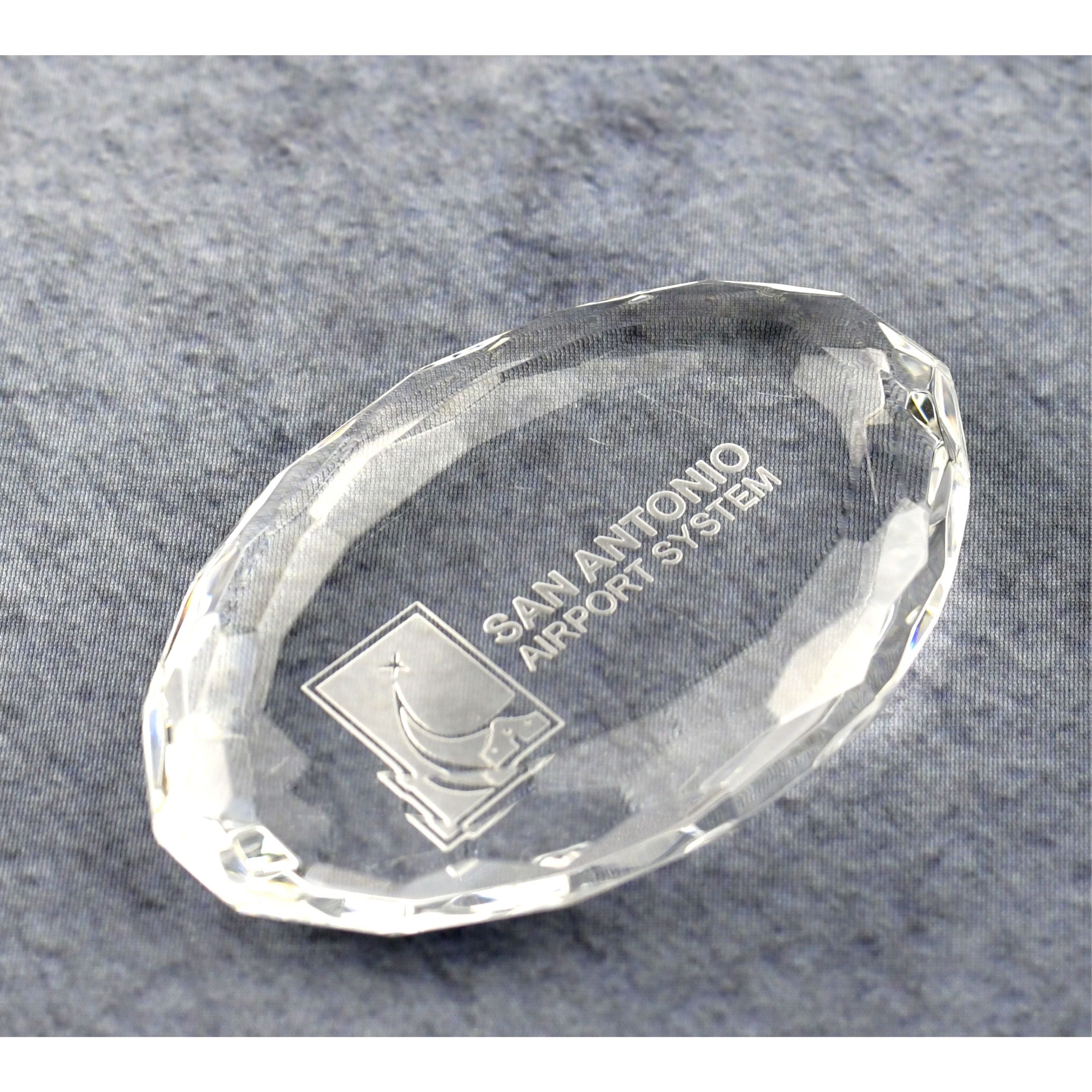 Crystal Oval Multi-Faceted Paperweight